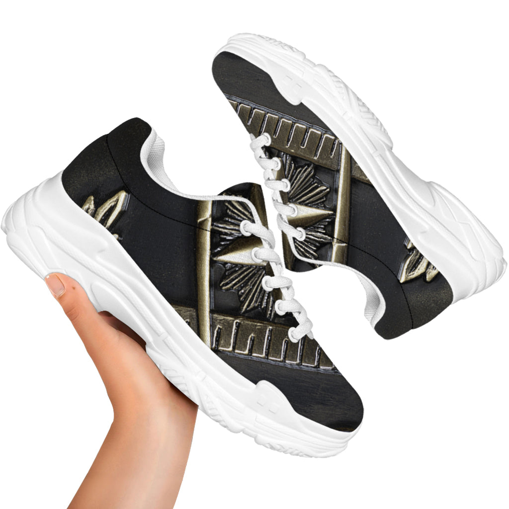 Freemasonry Medal Print White Chunky Shoes