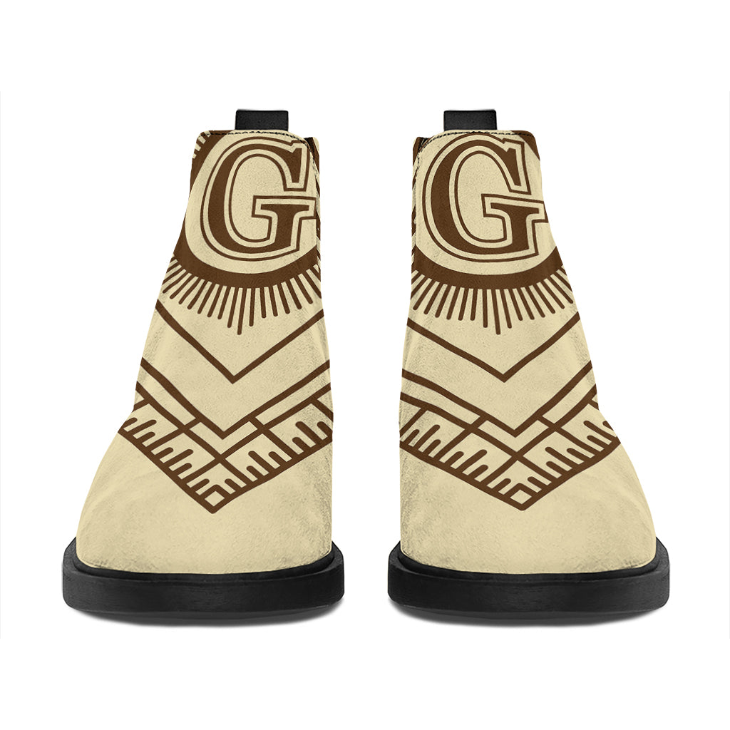 Freemasonry Symbol Print Flat Ankle Boots