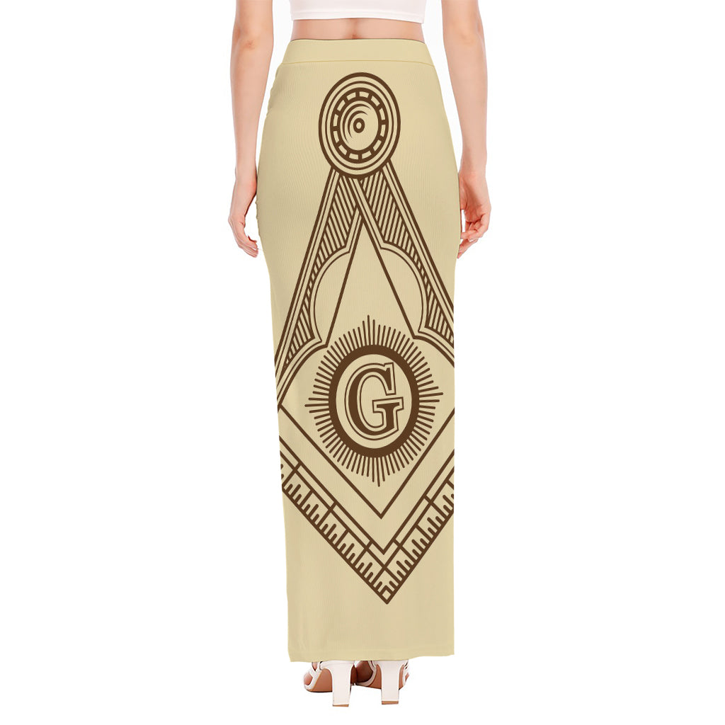 Freemasonry Symbol Print High Slit Maxi Skirt