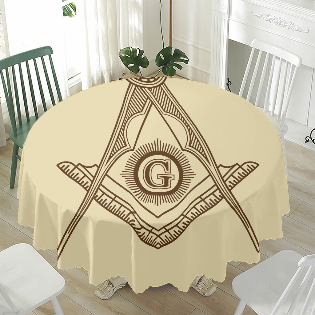 Freemasonry Symbol Print Waterproof Round Tablecloth