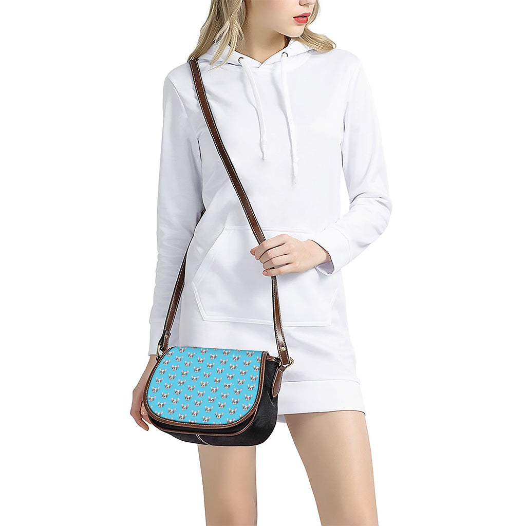 French Bulldog Faces Pattern Print Saddle Bag