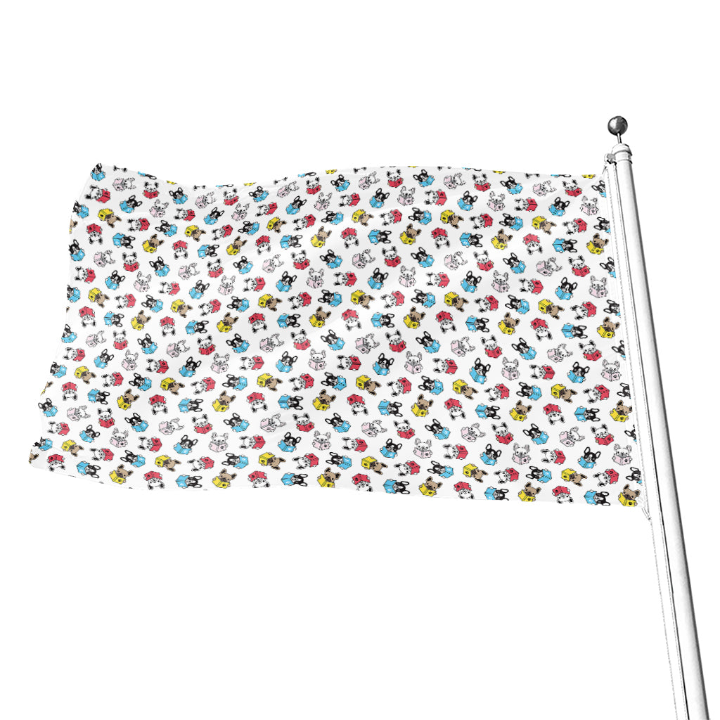 French Bulldog Reading Book Print Flag