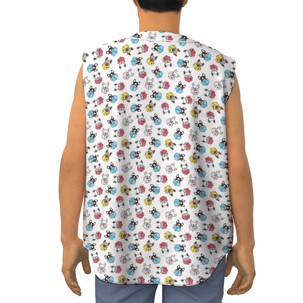 French Bulldog Reading Book Print Sleeveless Baseball Jersey