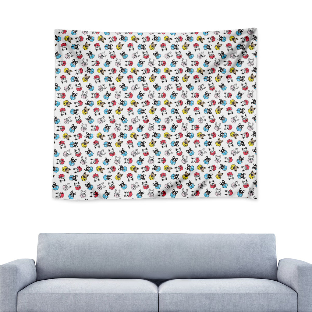 French Bulldog Reading Book Print Tapestry