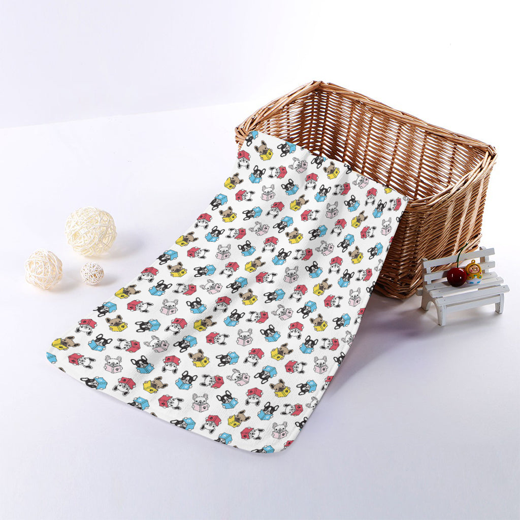 French Bulldog Reading Book Print Towel