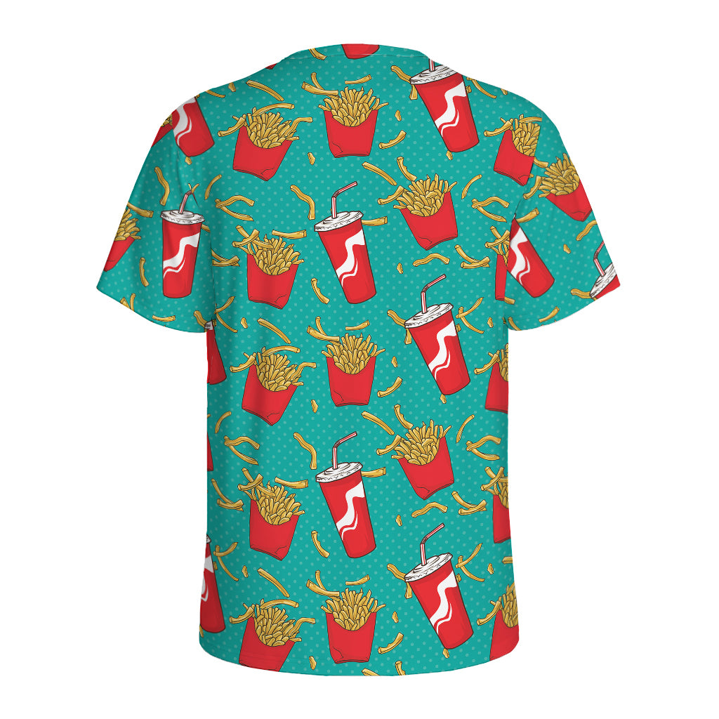 French Fries And Cola Pattern Print Men's Sports T-Shirt