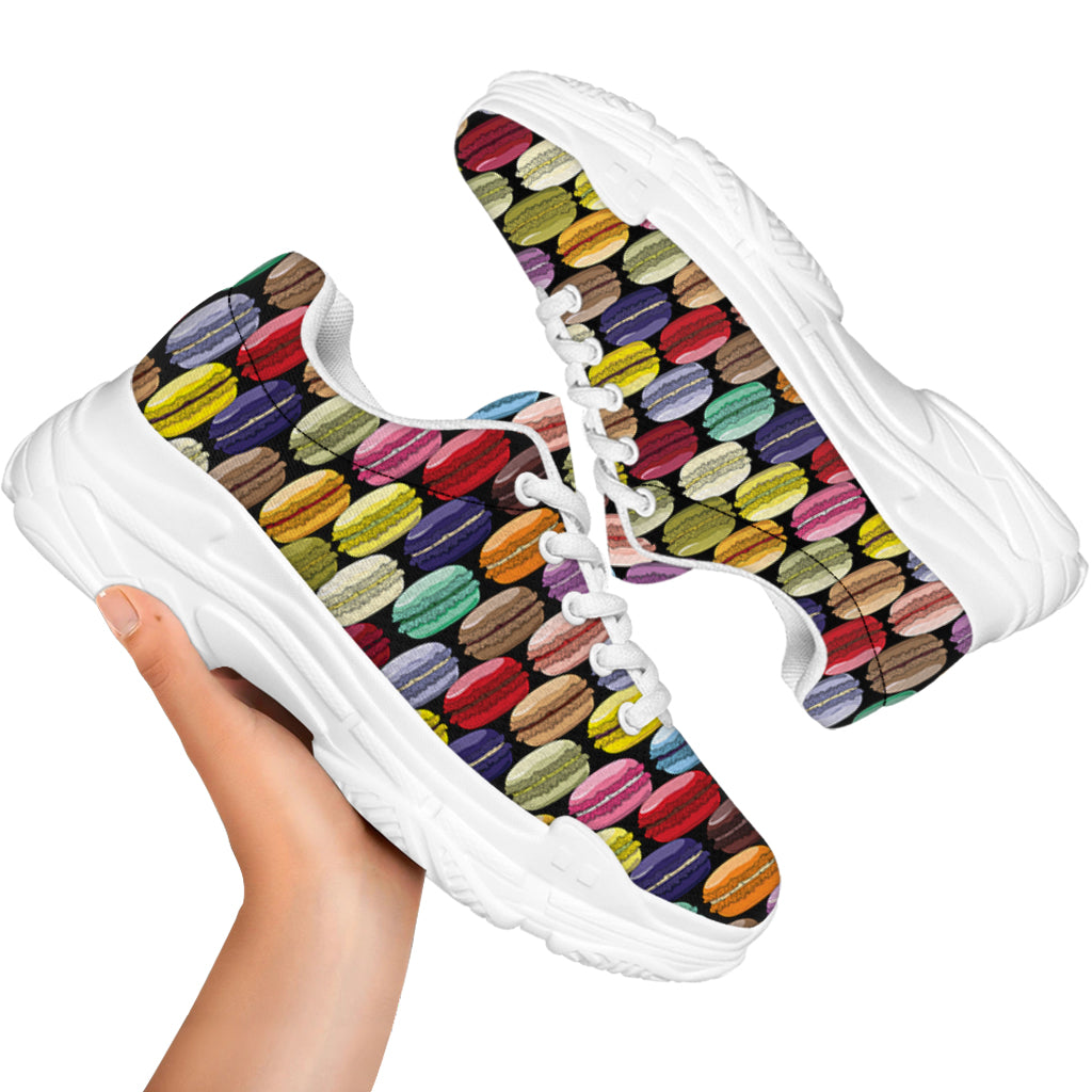 French Macarons Pattern Print White Chunky Shoes