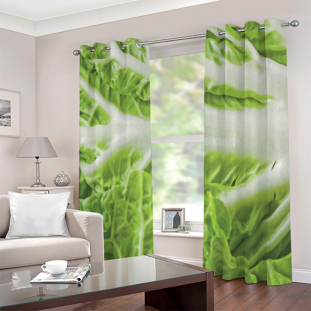 Fresh Cabbage Leaf Print Extra Wide Grommet Curtains