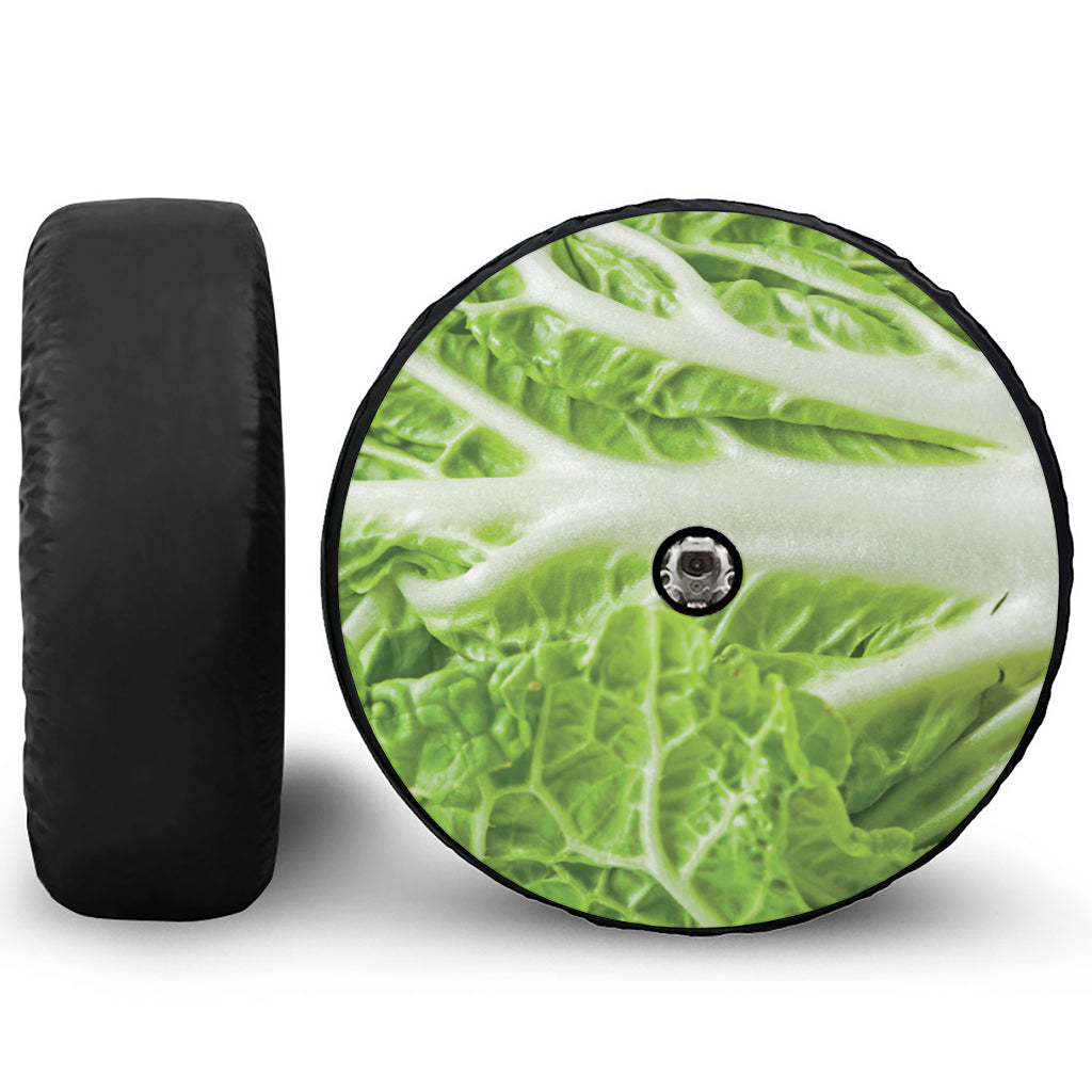 Fresh Cabbage Leaf Print Tire Cover With Camera Hole