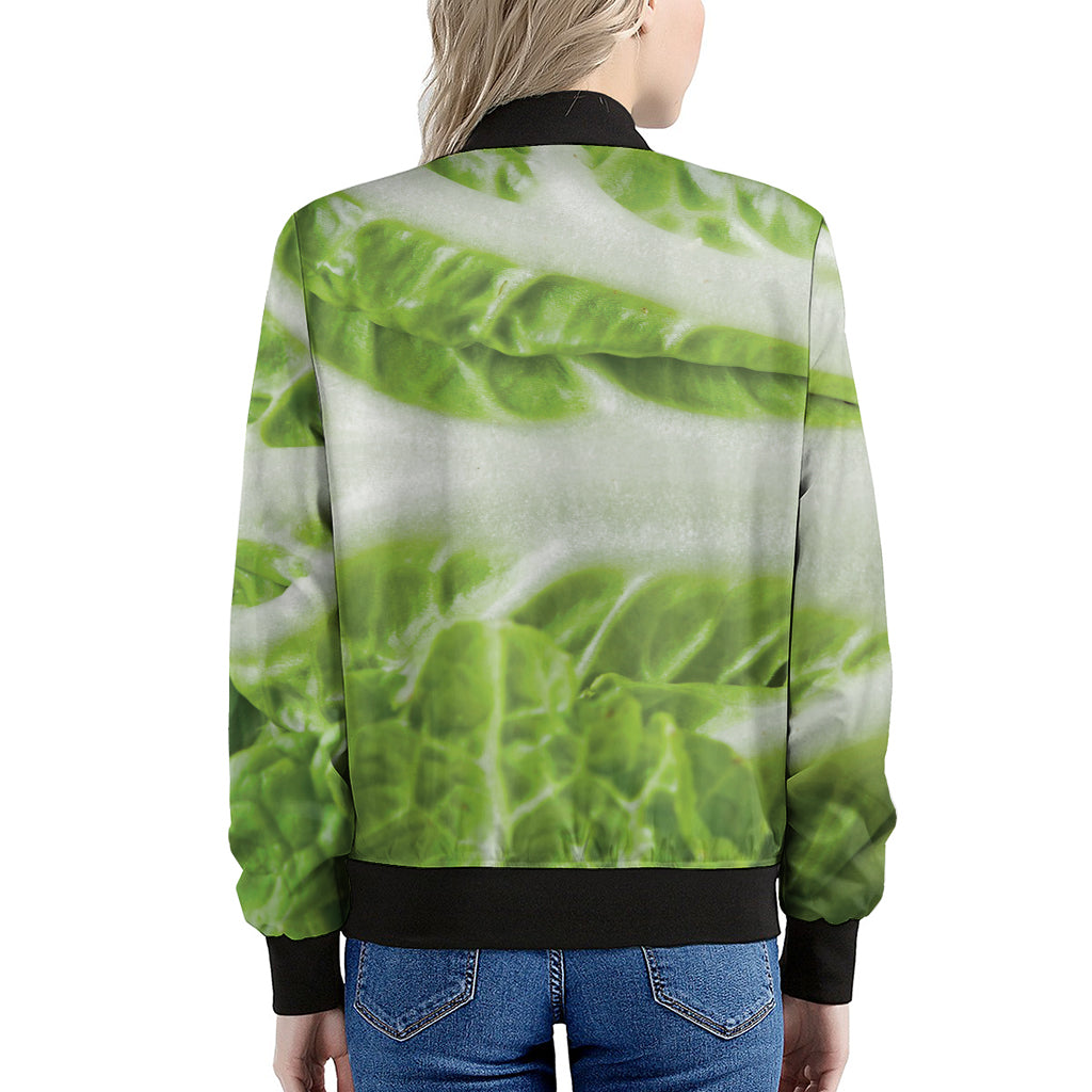 Fresh Cabbage Leaf Print Women's Bomber Jacket