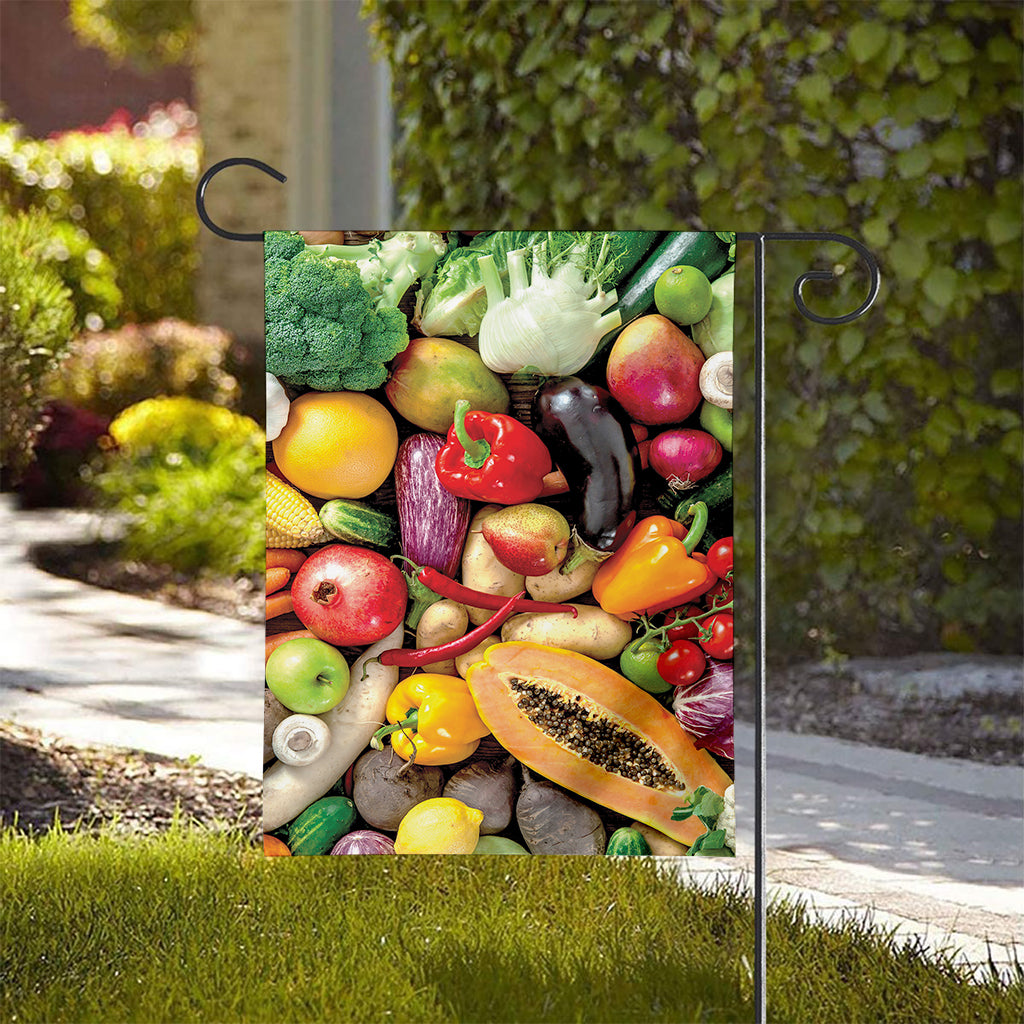 Fresh Fruits And Vegetables Print House Flag