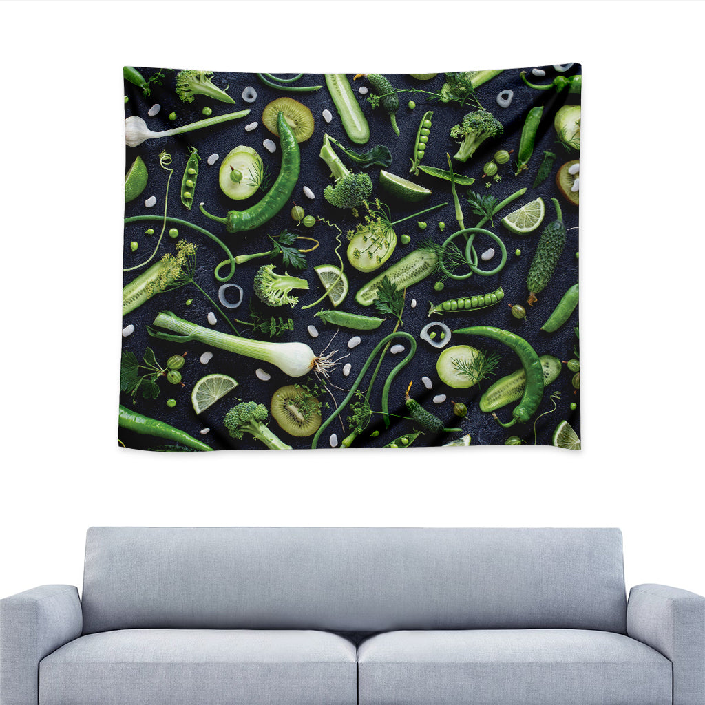 Fresh Green Fruit And Vegetables Print Tapestry