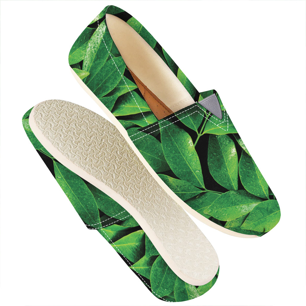Fresh Green Leaf Print Casual Shoes