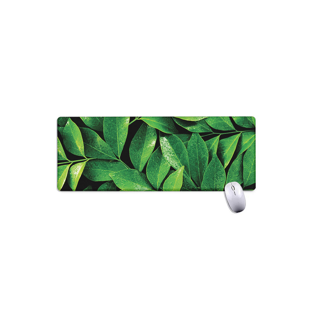 Fresh Green Leaf Print Extended Mouse Pad