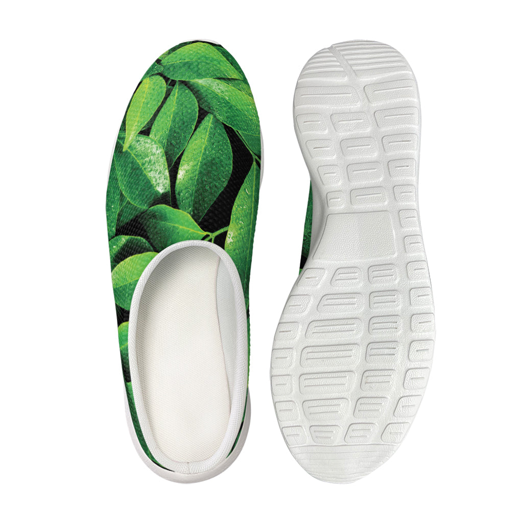 Fresh Green Leaf Print Mesh Casual Shoes