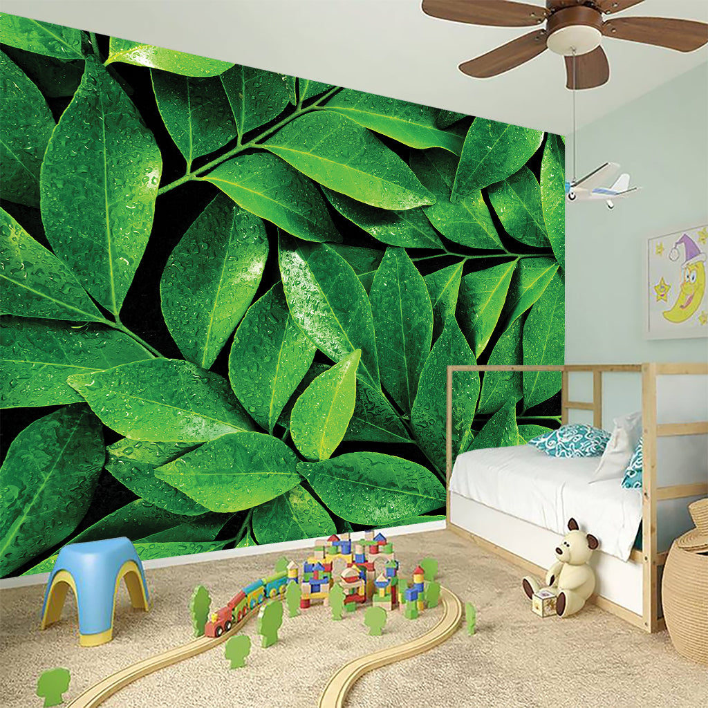 Fresh Green Leaf Print Wall Sticker