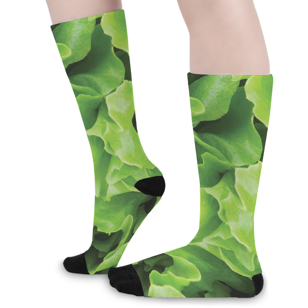 Fresh Lettuce Leaves Print Long Socks