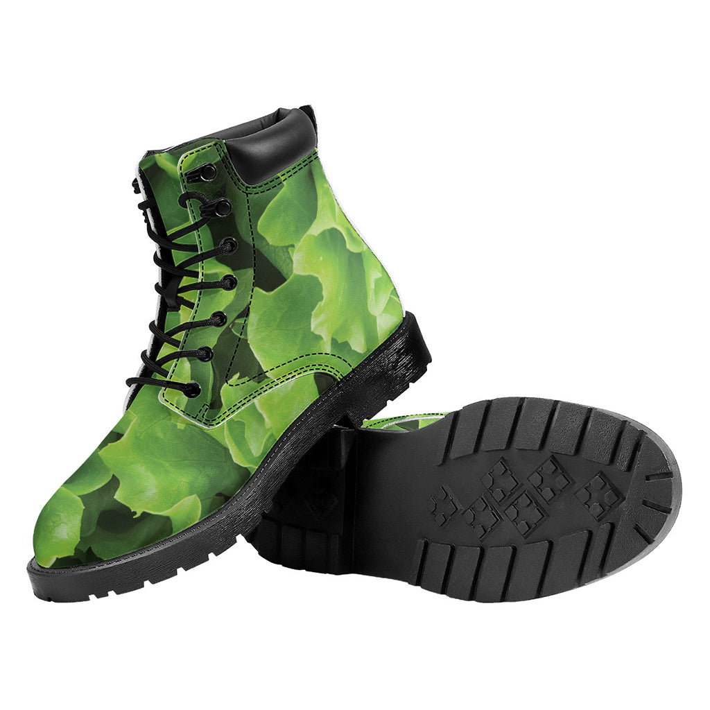 Fresh Lettuce Leaves Print Work Boots