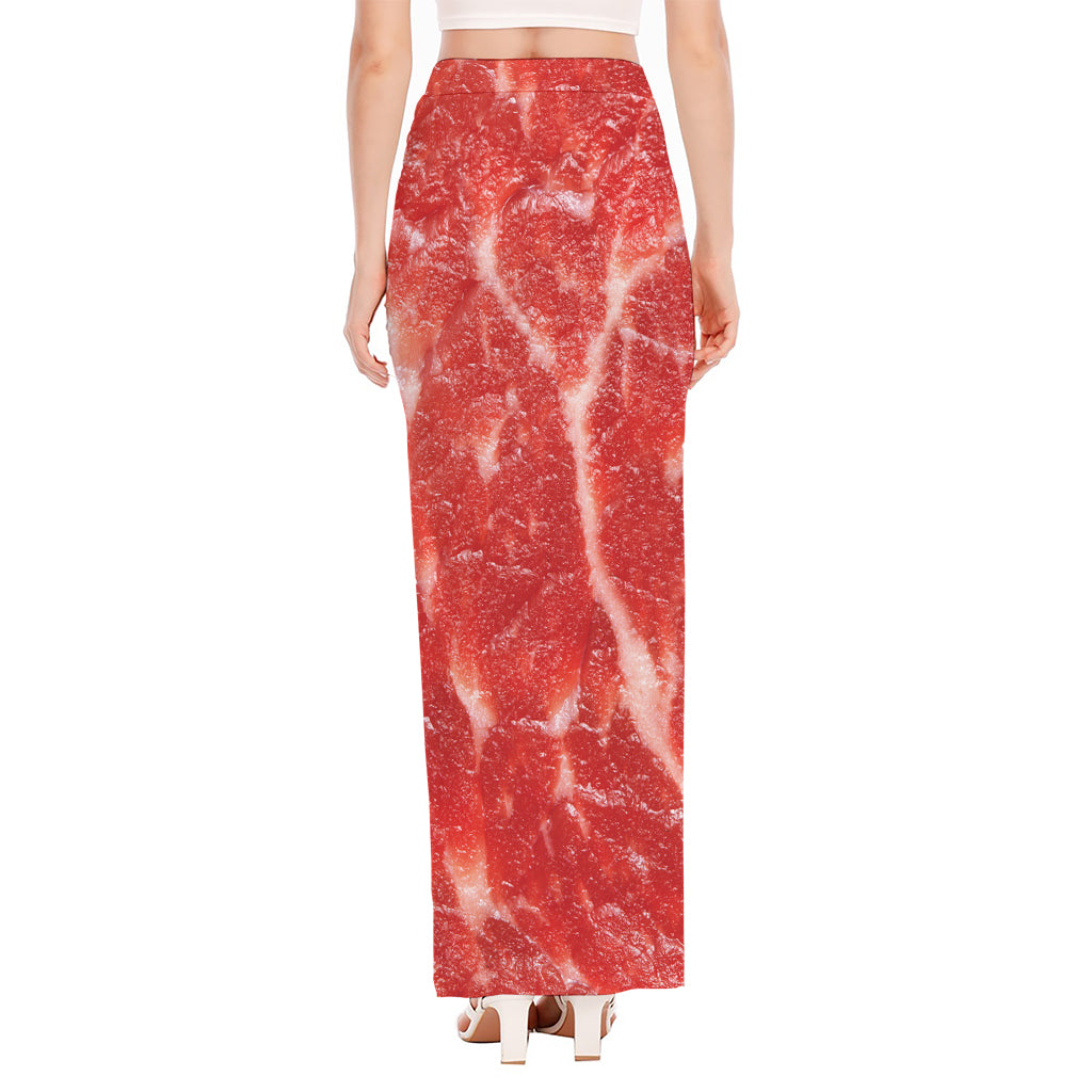 Fresh Meat Print High Slit Maxi Skirt