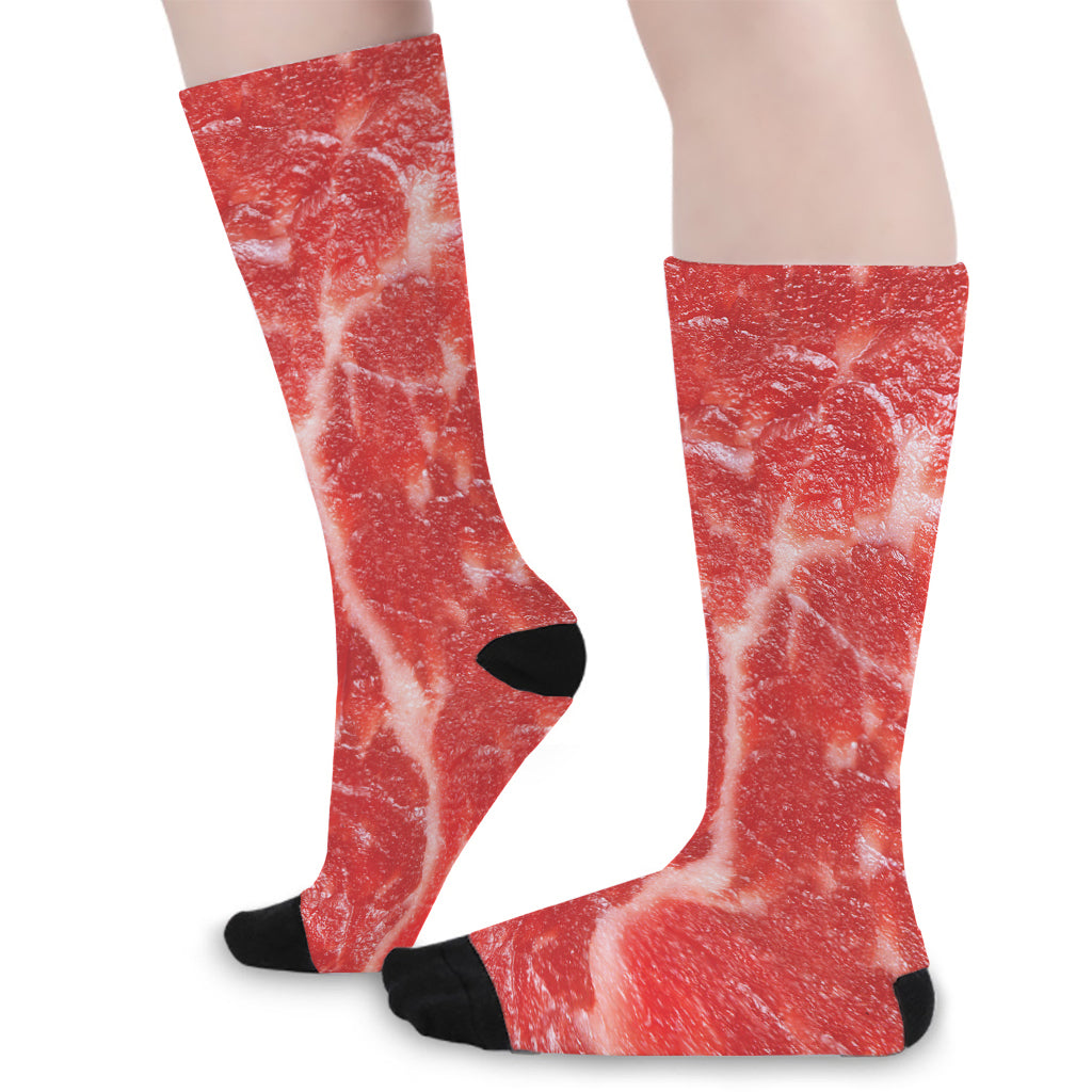 Fresh Meat Print Long Socks