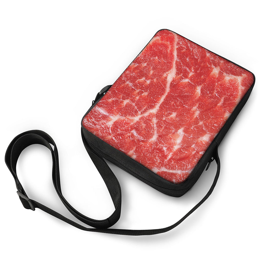 Fresh Meat Print Rectangular Crossbody Bag