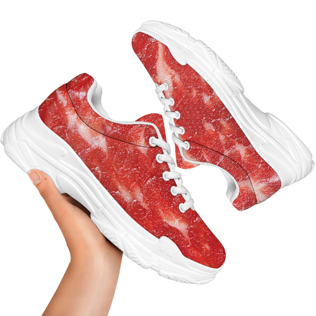 Fresh Meat Print White Chunky Shoes
