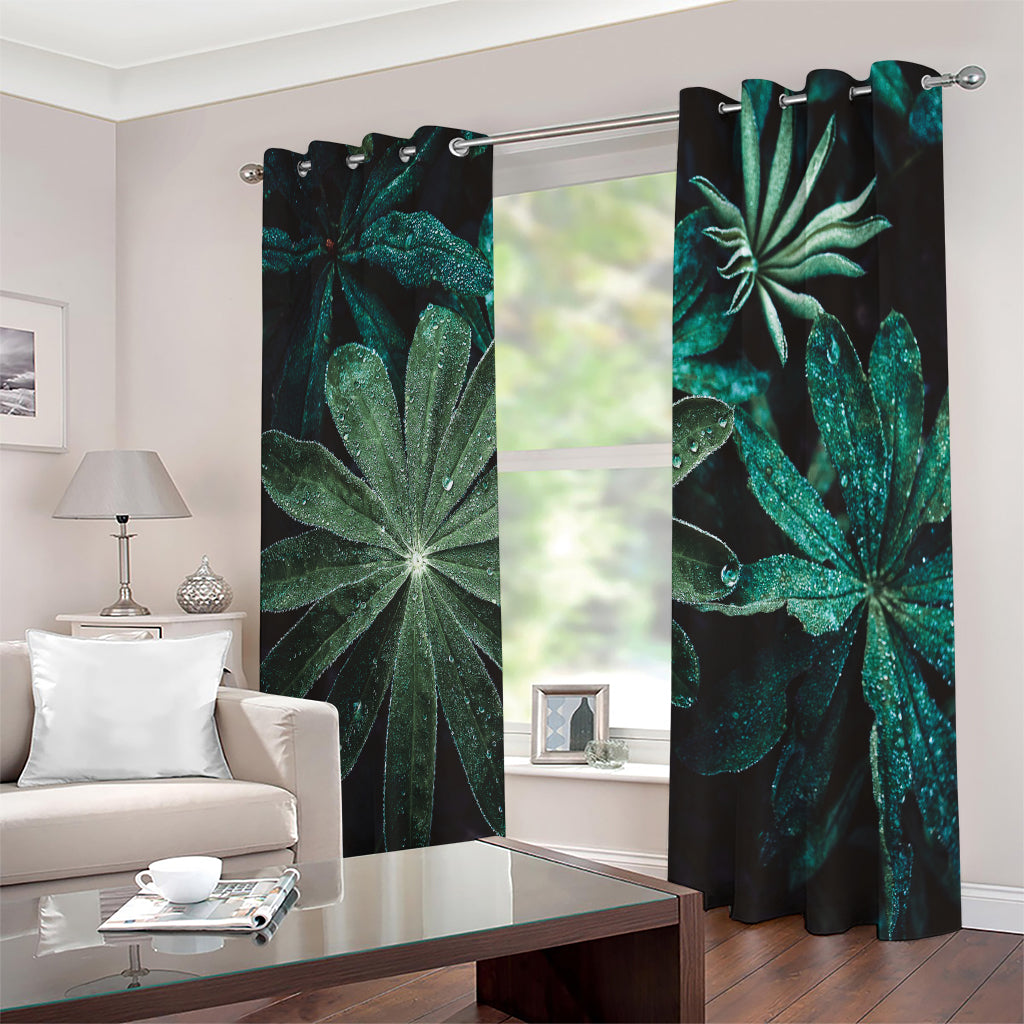 Fresh Tropical Leaf Print Extra Wide Grommet Curtains