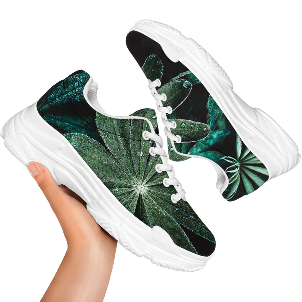 Fresh Tropical Leaf Print White Chunky Shoes