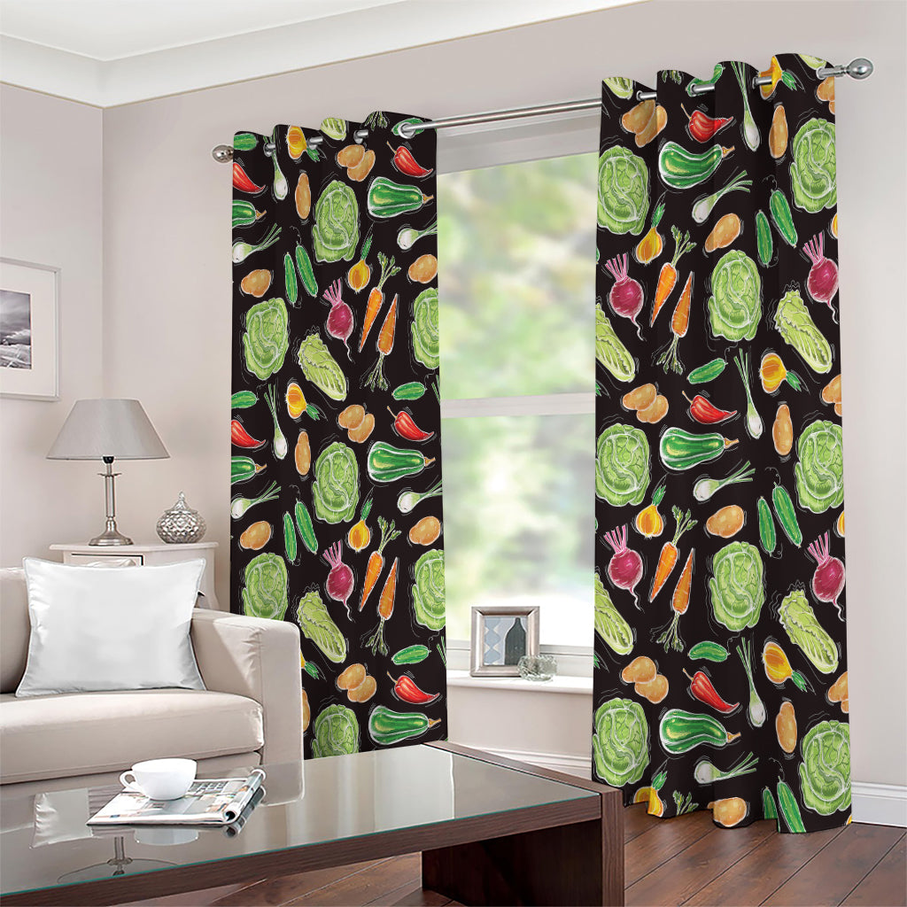 Fresh Vegetable Pattern Print Extra Wide Grommet Curtains