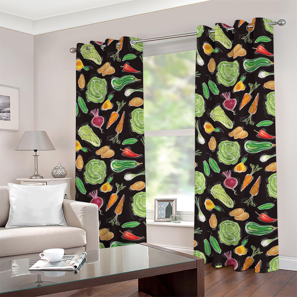 Fresh Vegetable Pattern Print Grommet Curtains