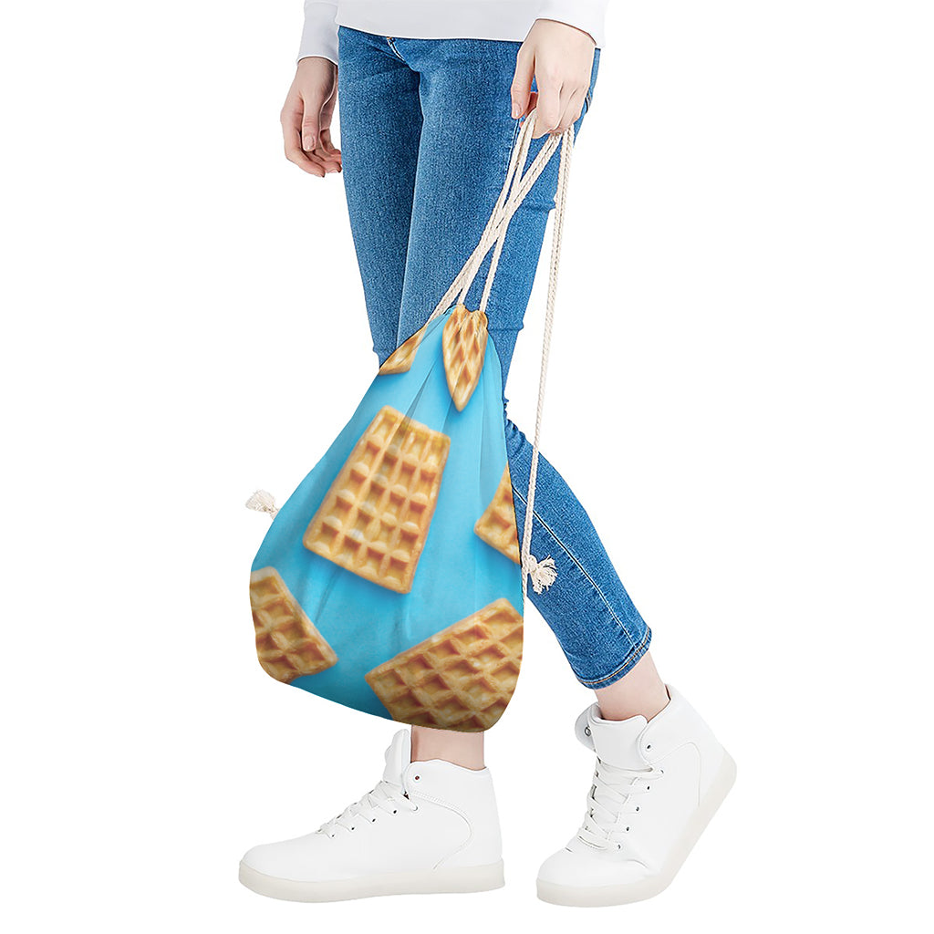 Fresh Waffles Print Drawstring Bag