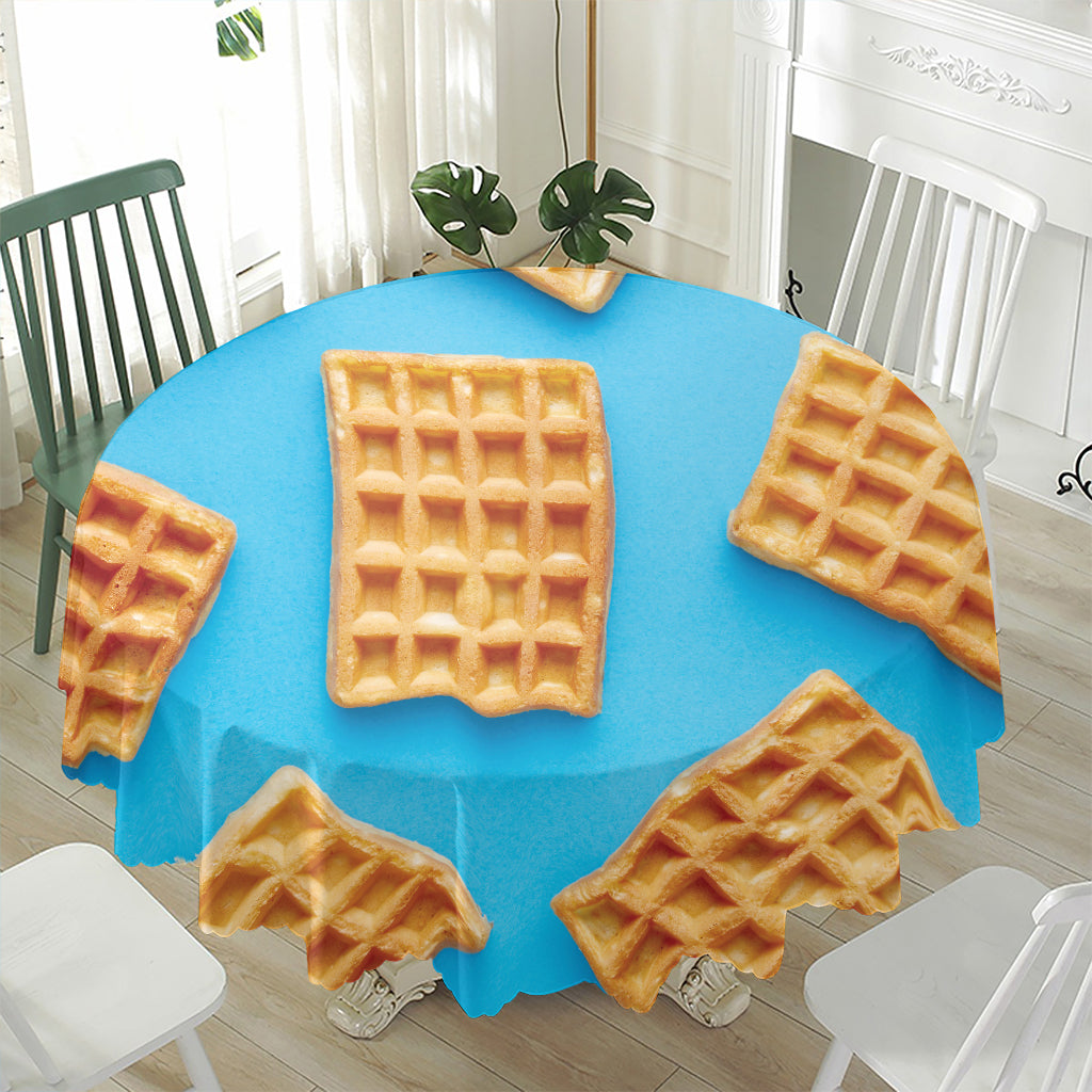Fresh Waffles Print Waterproof Round Tablecloth
