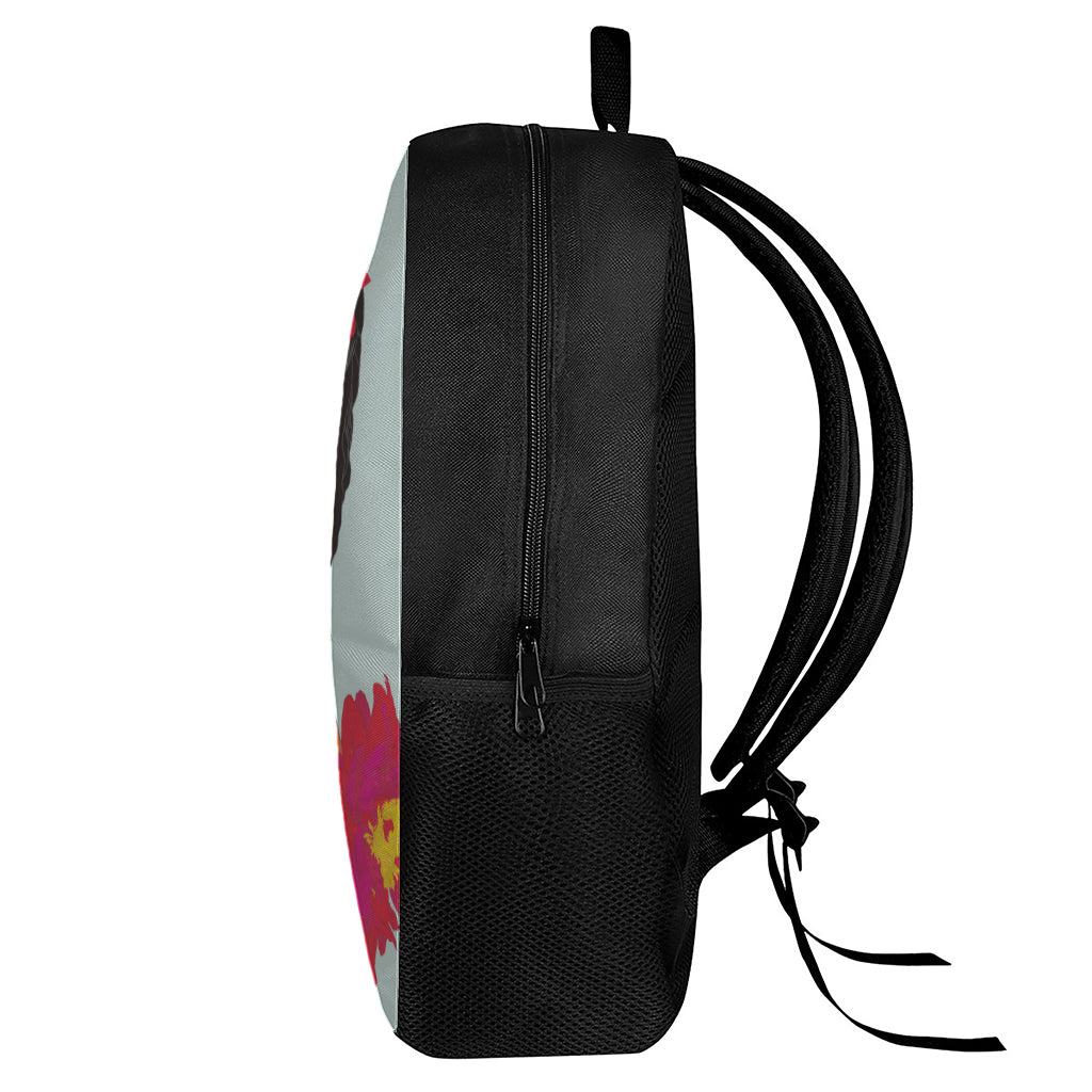 Frida Kahlo And Floral Print 17 Inch Backpack