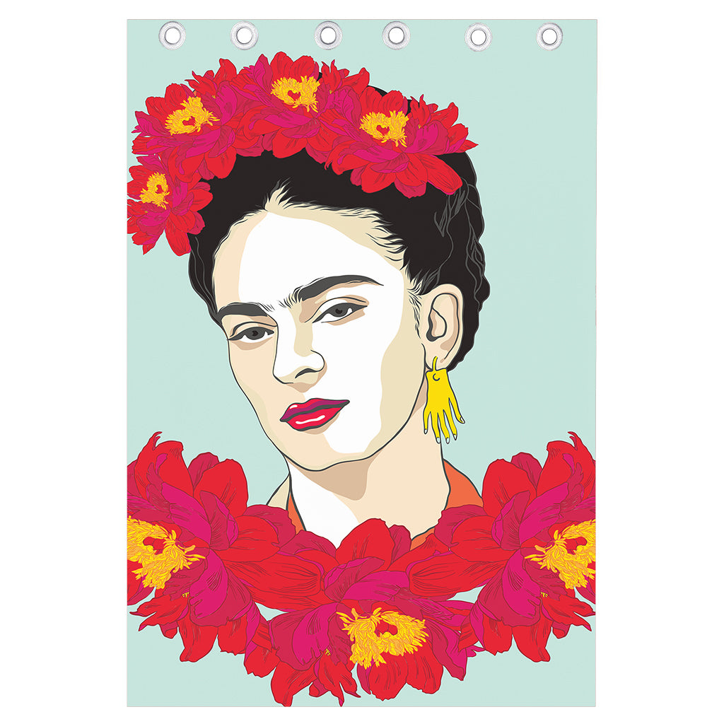 Frida Kahlo And Floral Print Curtain
