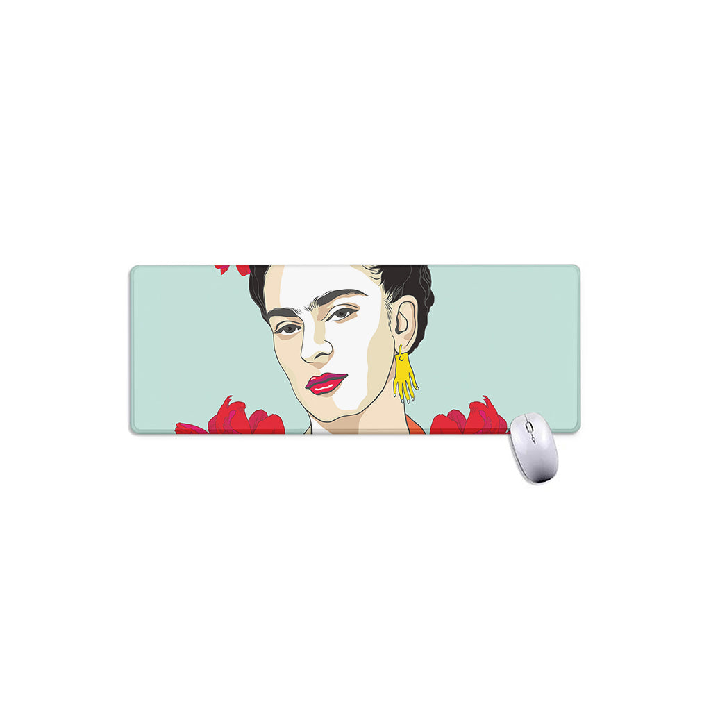 Frida Kahlo And Floral Print Extended Mouse Pad