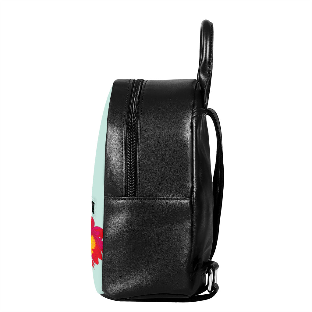 Frida Kahlo And Floral Print Leather Backpack