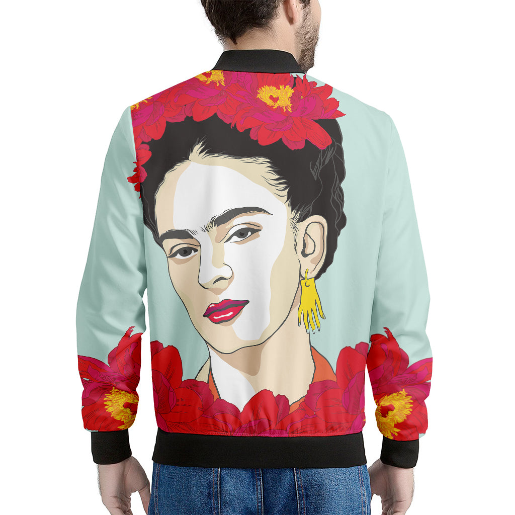 Frida Kahlo And Floral Print Men's Bomber Jacket