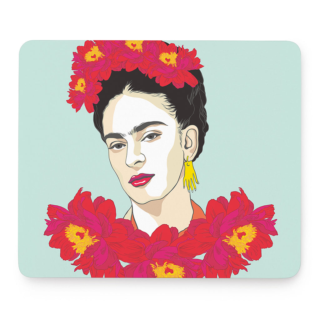 Frida Kahlo And Floral Print Mouse Pad