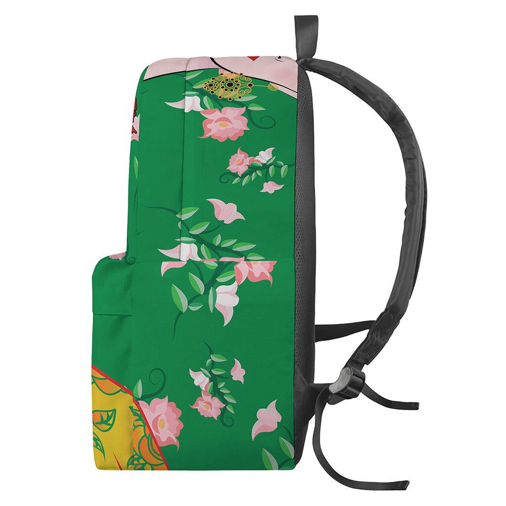 Frida Kahlo And Pink Floral Print Backpack