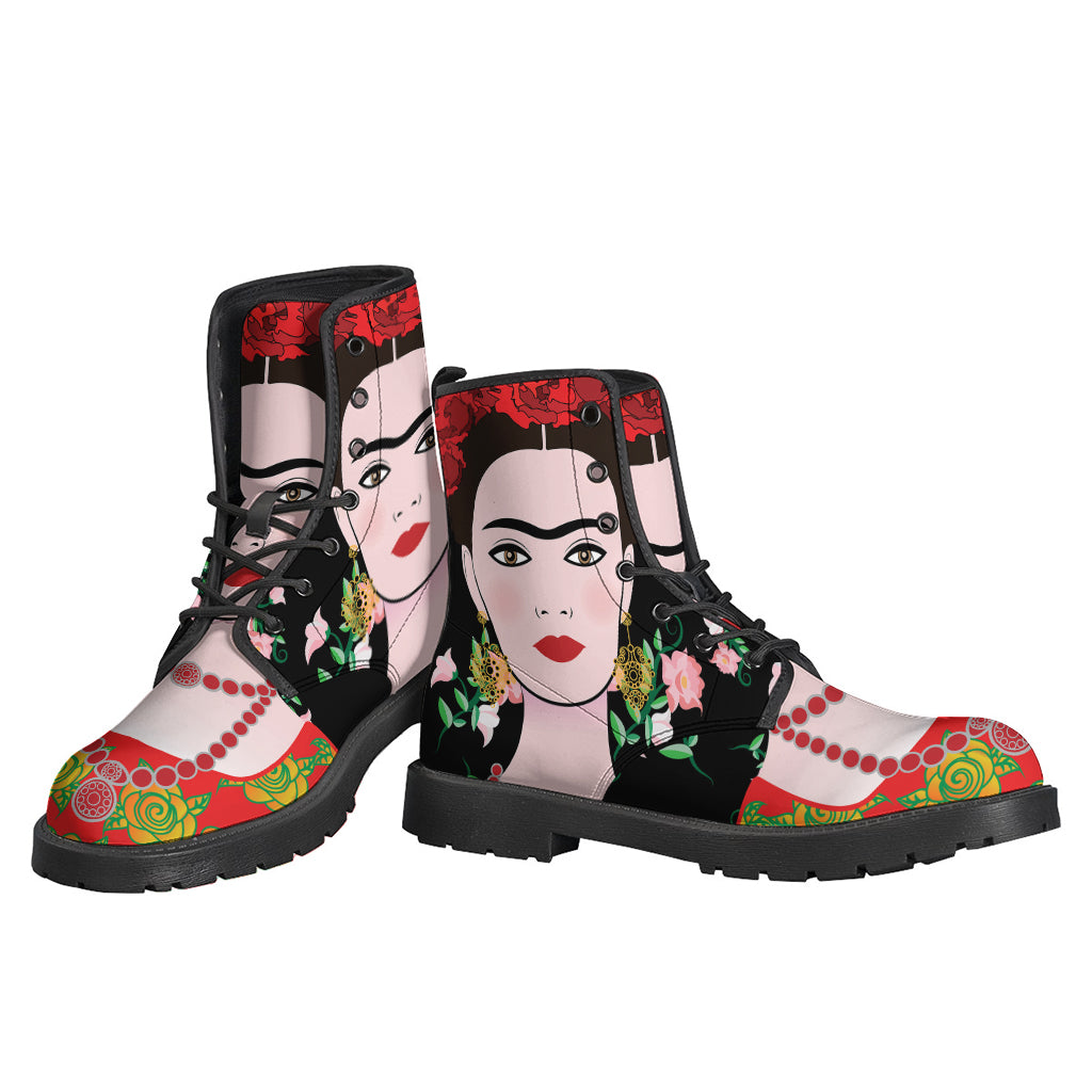 Frida Kahlo And Pink Flower Print Backpack