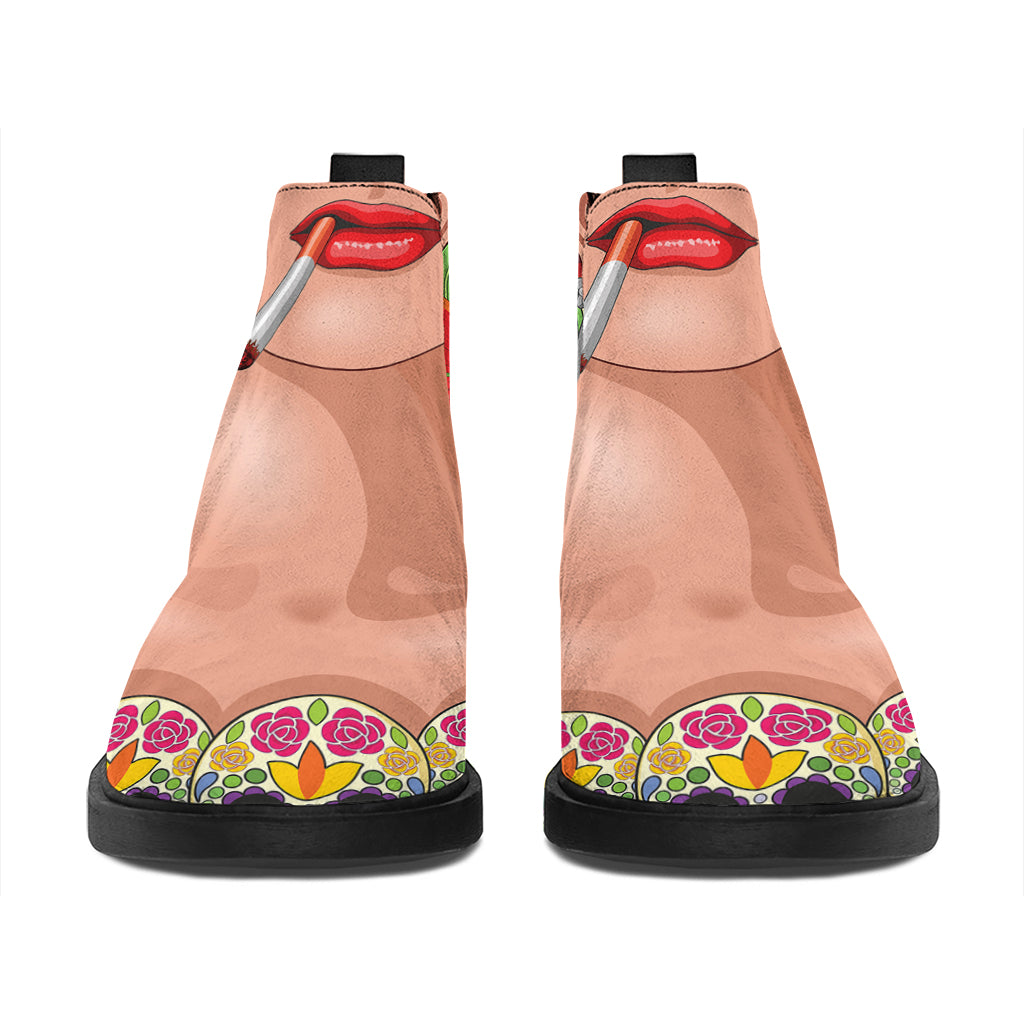 Frida Kahlo Serape Print Flat Ankle Boots