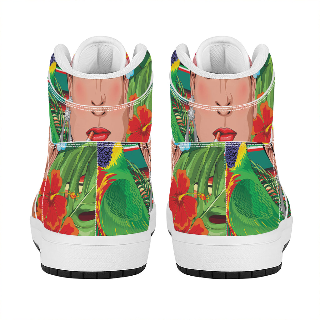 Frida Kahlo Serape Print High Top Leather Sneakers
