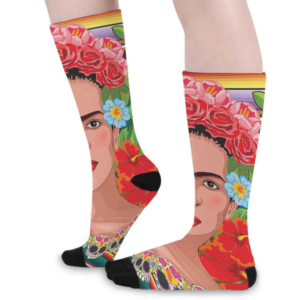 Frida Kahlo Serape Print Long Socks