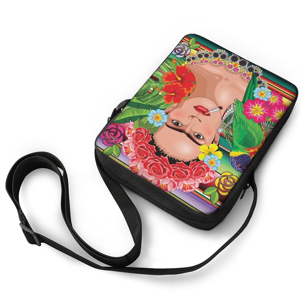 Frida Kahlo Serape Print Rectangular Crossbody Bag