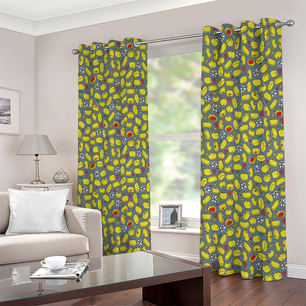Frog Faces Pattern Print Extra Wide Grommet Curtains