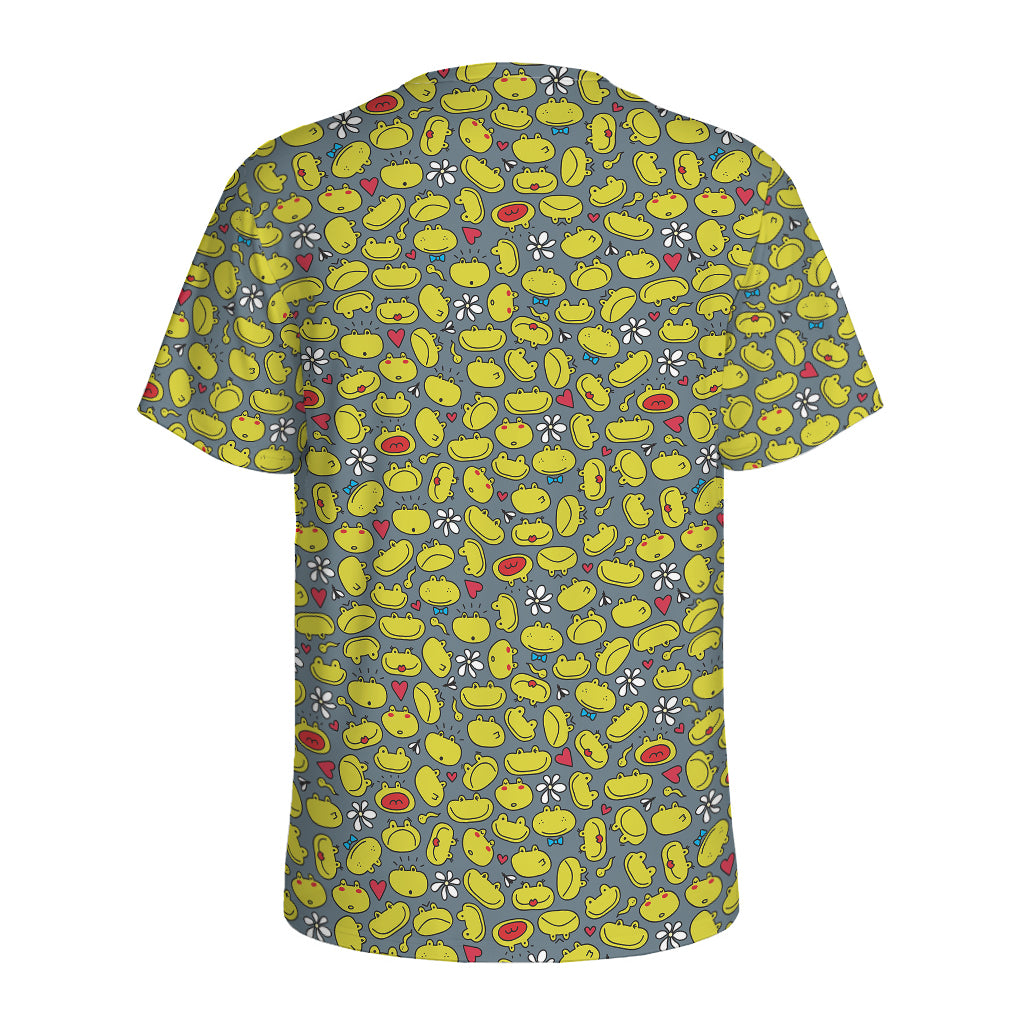 Frog Faces Pattern Print Men's Sports T-Shirt