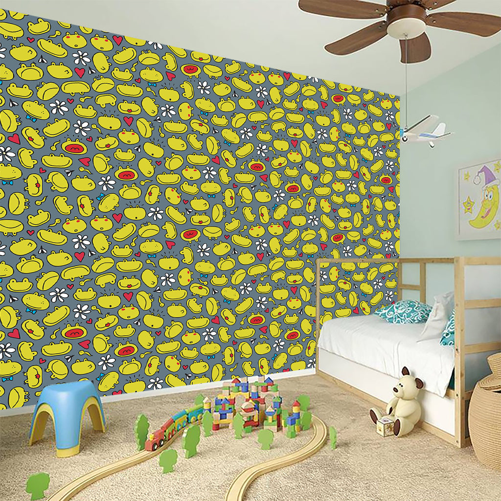 Frog Faces Pattern Print Wall Sticker