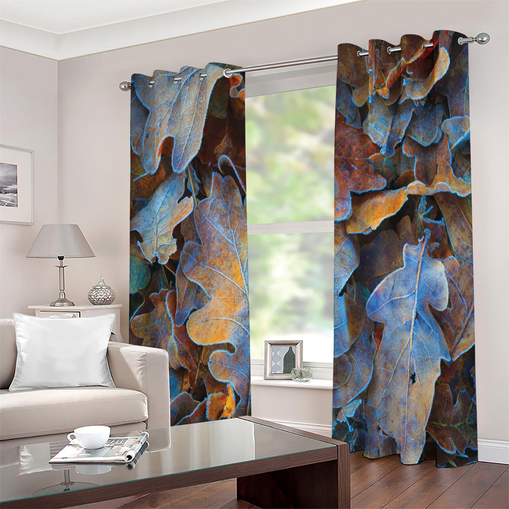 Frozen Oak leaf Print Extra Wide Grommet Curtains