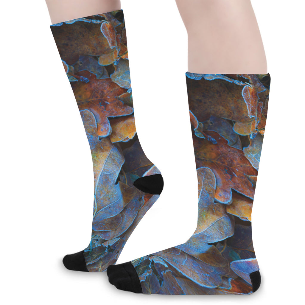 Frozen Oak leaf Print Long Socks