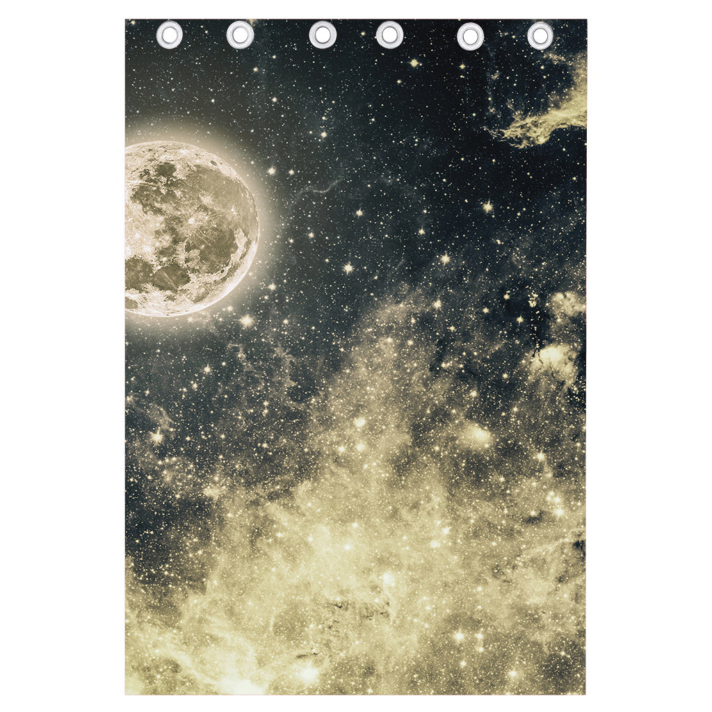 Full Moon And Night Stars Print Curtain